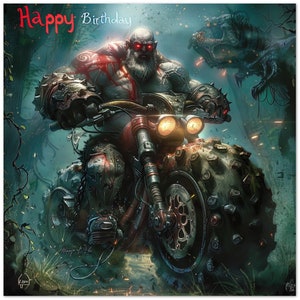 10 Karten, Geburtstag, Biker, Motorrad, creepy