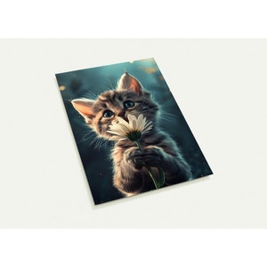 10 cartes postales, chatons avec fleurs, lot de 10 cartes postales (2 faces, enveloppes standard)