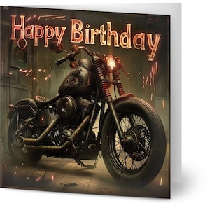 10 Karten Motorrad, Happy Birthday, Chopper