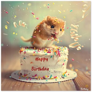 10 Karten, Nager in Torte, Geburtstag