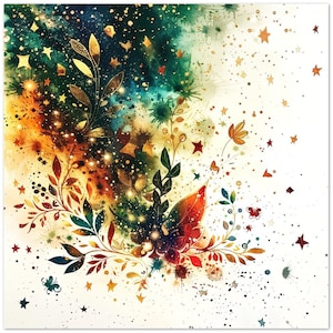 10 cartas, arte, hermoso, otoño, colorido.