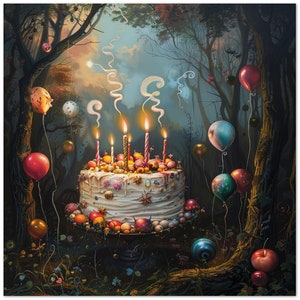 10 Karten, Geburtstag, Torte, Wald