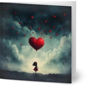 10 kaarten, meisje met hartballonnen, bevrijd je hart