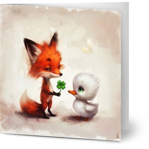 10 Karten, Fuchs und Küken, Glück, Klee, Freundschaft