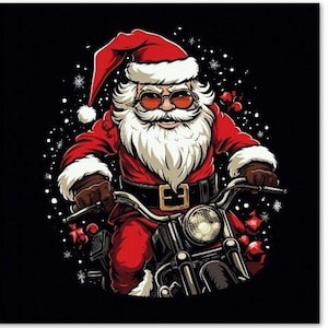 10 cartoline di Natale con Babbo Natale in moto Set di 10 biglietti d'auguri (buste standard)