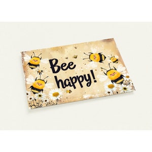 10 Karten, Bienen, Blumen, Happy