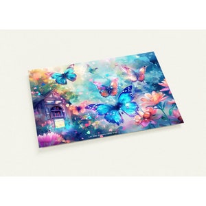 10 cards, watercolor, butterflies, saying, fantasy