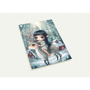 10 Karten, Elfe auf Rentier, Winter, Schnee, Fantasy