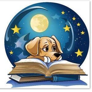 10 biglietti, cane, libri, conforto, andrà tutto bene, luna, stelle, set di 10 biglietti d'auguri (buste standard)