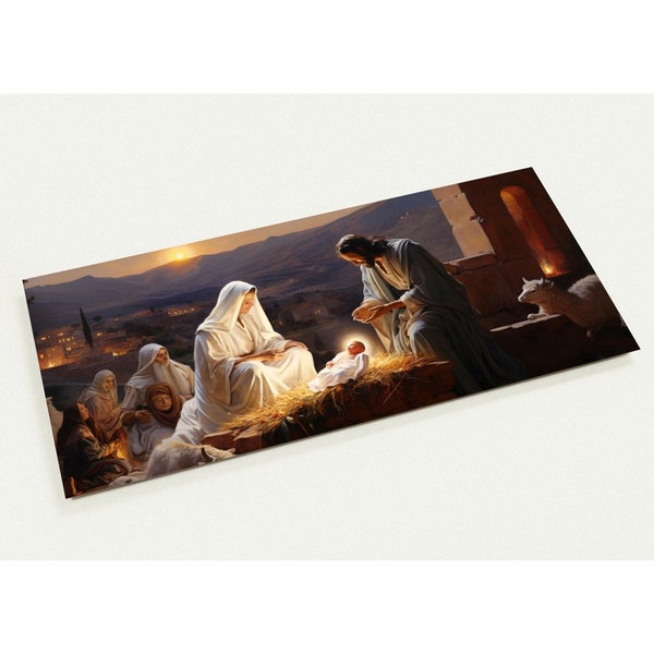 10 Weihnachtskarten, Maria, Josef, Jesuskind, Heilige Nacht, Familie, christlich, Set mit 10 Postkarten (2-seitig, Standardumschläge)