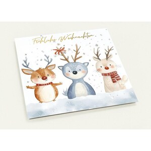 10 Postkarten, Weihnachten, Waldtiere, Rentiere, foliert