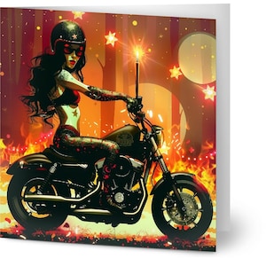 10 cartes, femme, moto, anniversaire