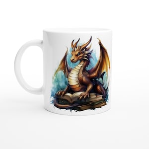 Cup book dragon, reading dragon, book treasure, book lover