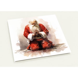 10 Weihnachtskarten, Knieender Weihnachtsmann, betender Weihnachtsmann, Set mit 10 Postkarten (2-seitig, Standardumschläge)