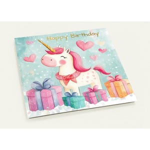 Simpatico set di biglietti di auguri per compleanno con unicorno: 10 cartoline premium con buste e dettagli in lamina