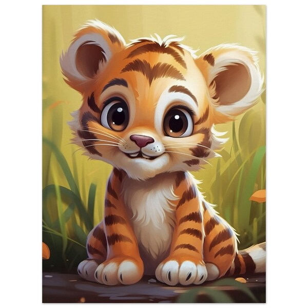 Süßes Tigerbaby, Tierbaby, Großkatze, Raubkatze, Kitten, Kitty, Katze, Kinderzimmer Wandkunst