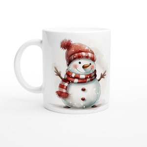 Mug Snowman, Christmas, White Ceramic Mug