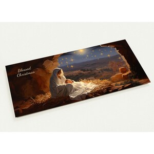 10 Weihnachtskarten, Blessed Christmas, Heilige Maria, Jesus,, Heilige Nacht, Set mit 10 Postkarten (2-seitig, Standardumschläge)