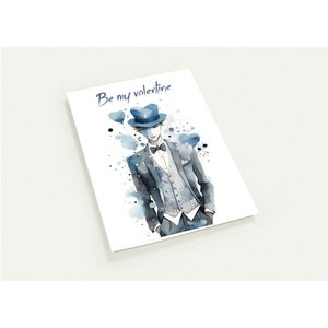 10 Grußkarten, Gentleman, blau, Valentine, Liebe (Standardumschläge)