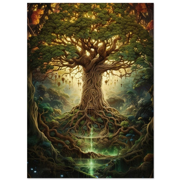 Mystischer Baum, Yggdrasil, Mythologie, Fantasy, Wandkunst