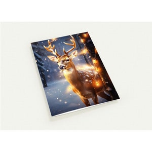 10 Weihnachtskarten, Hirsch, Reh, Schnee, Winter, Lichterkette, Set mit 10 Grußkarten (Standardumschläge)