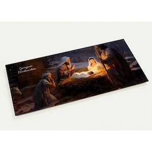 10 Weihnachtskarten, Heilige Familie, Geburt Jesu, Maria, Josef, Christlich, Set mit 10 Postkarten (2-seitig, Standardumschläge)