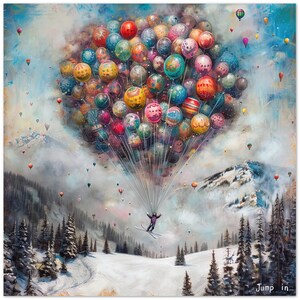 10 Karten, Skispringer mit Ballons, Wintersport, Ski, Geburtstag