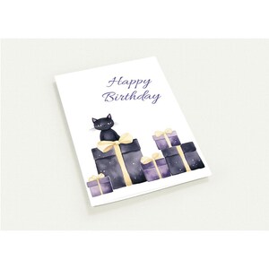 10 greeting cards, birthday cards, cat with books, (standard envelopes)