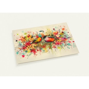 10 Karten, Vögel, Blumen, Kunst, nostalgisch
