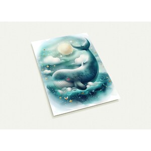 10 kaarten, slapende walvis in de wolken, maan
