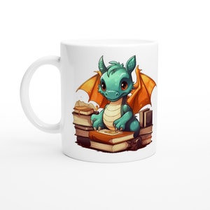 Mug book dragon, dragon, books, book treasure, booklover