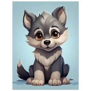 Süßer Wolfswelpe, Wolfsbaby, Welpe, Wolf, Tierbaby, Kinderzimmer Wandkunst
