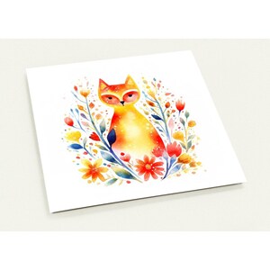 10 cartes postales, chat coloré, floral, joyeux, lot de 10 cartes postales (enveloppes standards recto-verso)
