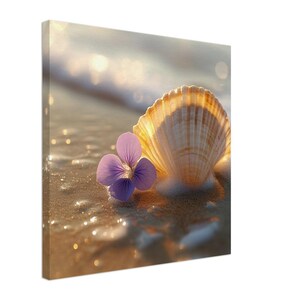 flower and shell, sea, canvas