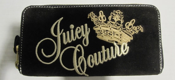 米限定 JUICY COUTURE Y2K Dreamy JUICY ヴェルベット Wallet Juicy Couture Twig Dogs Velvet Wallet Black Pink Logo