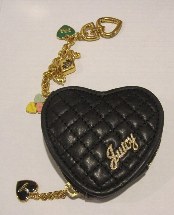 Vintage Juicy Couture Heart Shape Quilted Leather… - image 1
