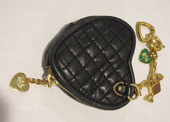 Vintage Juicy Couture Heart Shape Quilted Leather… - image 2