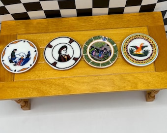 Tiny Designer Plates Dishes: Assiette Quimper French Porcelain Dining Table Decor Bird Man Villagers  Dollhouse Miniatures Feve Feves V21