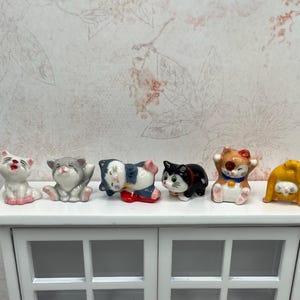 Tiny Playful Kitties Cats Kittens  Dollhouse Miniatures Meowing Kitten Pet French Feve Feves Animals Feline Mini Cat Orange Blue Black White