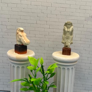 Miniature Egyptian Pharaoh & Horse Head Statue: Royal Feve Figurine