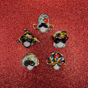 Mini Carnival Masks: Harlequin, Mardi Gras Feves - Dollhouse Miniatures