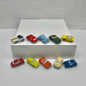 Tiny Antique Cars: Retro Vintage Sportscars Convertible Old  Red Brown Green Blue Yellow Orange White Dollhouse Miniatures French Feves R1