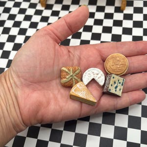 Tiny Porcelain French Cheeses: Dollhouse Miniatures, Thanksgiving Dinner Holiday Table Decorations Feves