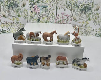 Tiny Horses Ponies: Many Colors and Breeds White Brown Grey Black Purebred Horse Porcelain Dollhouse Miniatures French Feves E93