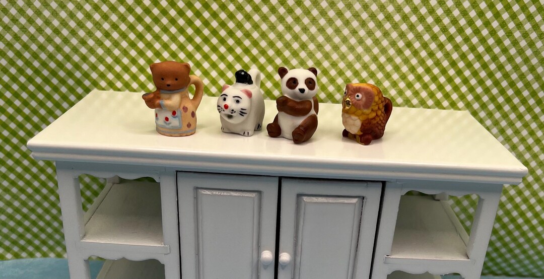 Tiny Animal Teapots Panda Brown Bear Owl White Cat Kitten Mother Baby ...