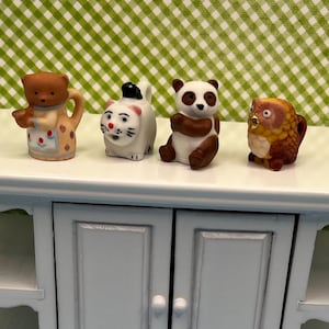 Tiny Animal Teapots Panda Brown Bear Owl White Cat Kitten Mother Baby Kettles Mini Tea Pot Kettle  Decor Dollhouse Miniatures Feve Feves