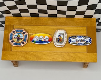 Tiny Limited Edition French Porcelain Plates: Hand Painted Dollhouse Miniatures Feves V21-22
