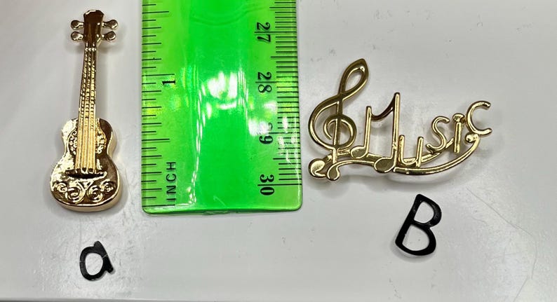 Tiny Golden Musical Instruments: Bass Guitar Violin Maracas Drums ...