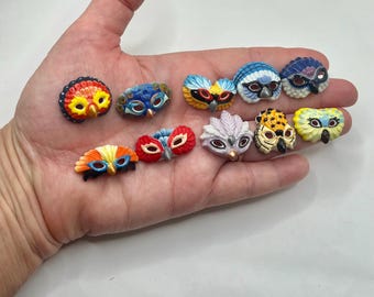Tiny Bird Masks: Masques Mardi Gras Carnival Birds Costume Masquerade Porcelain Dollhouse Miniatures French Feves E8