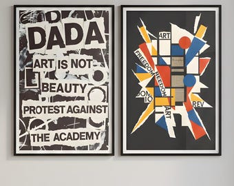 Conjunto de carteles de arte dadaísta, collage vanguardista, decoración modernista (descarga digital)